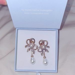 Nicola Bathie bow and Pearl earrings